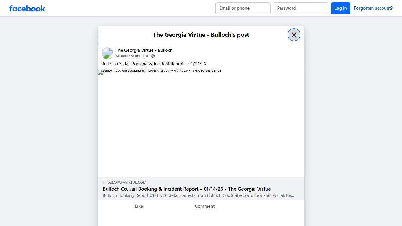 Bulloch Co. Jail Booking &... - The Georgia Virtue - Bulloch Facebook
