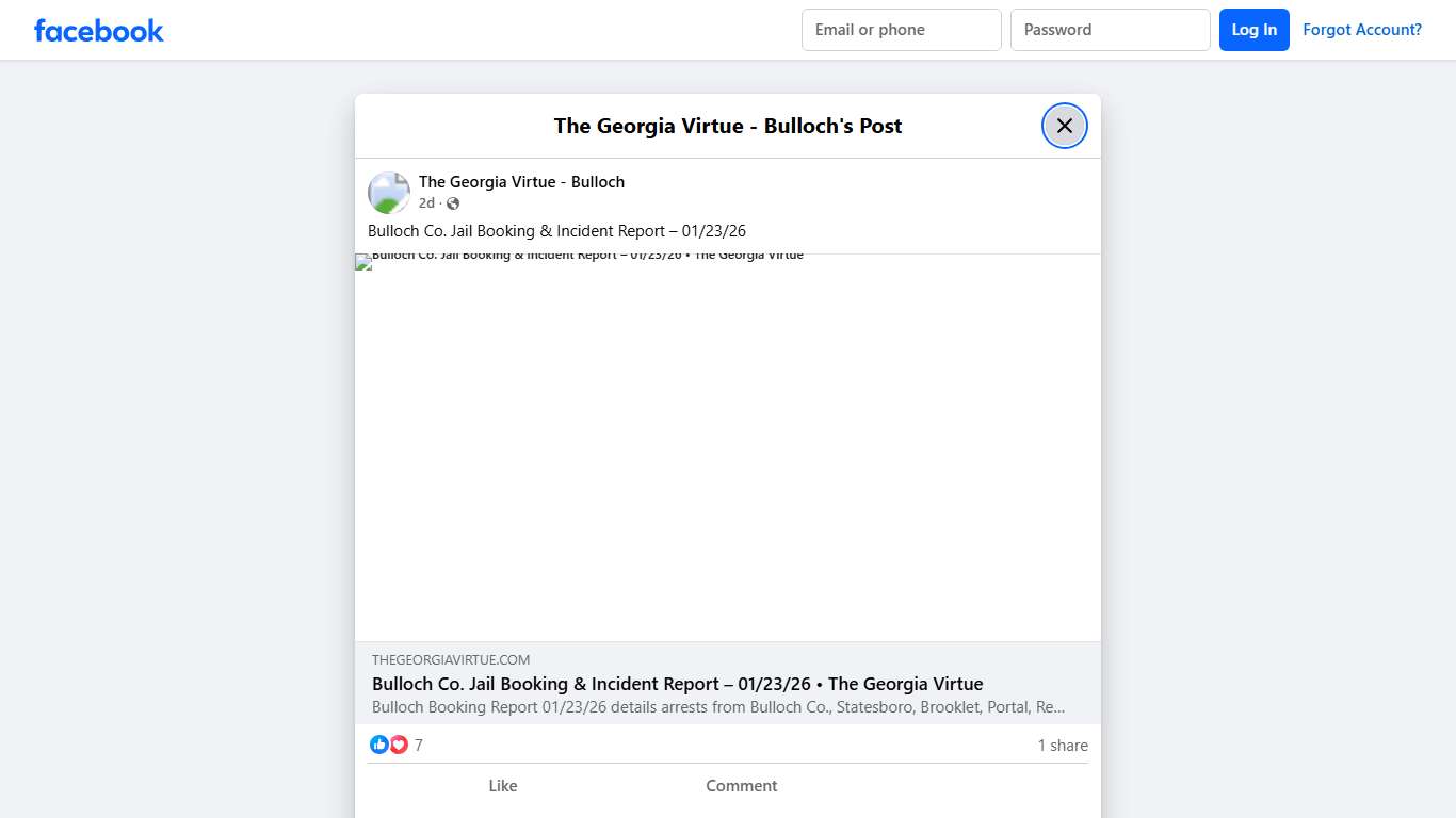 Bulloch Co. Jail Booking &... - The Georgia Virtue - Bulloch Facebook